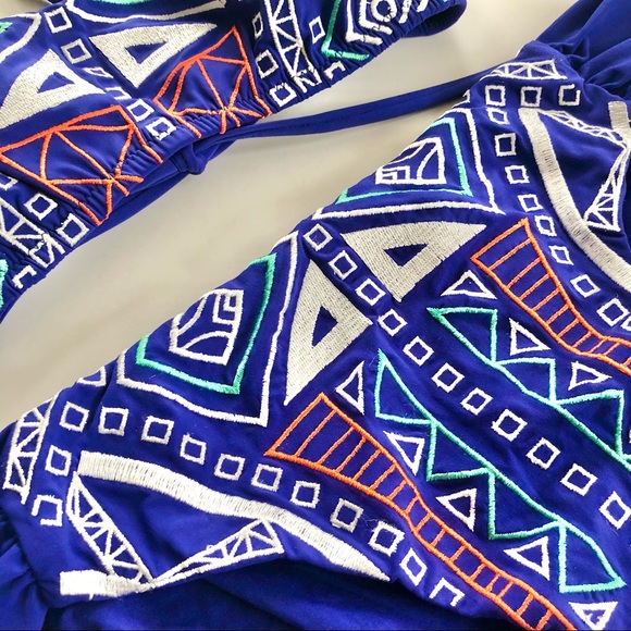 Trina Turk Blue Embroidered Two Piece Swimsuit size 4 - Picture 7 of 9